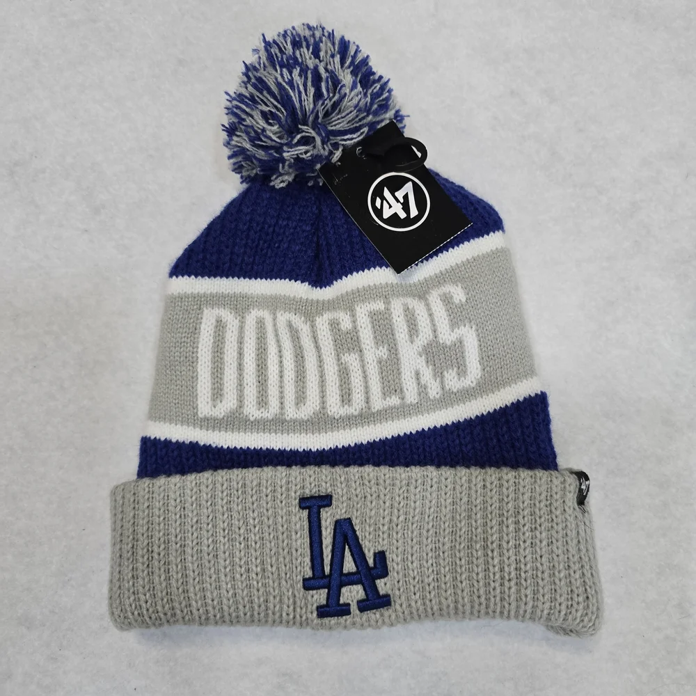 '47 Los Angeles Dodgers Pom Knit Beanie in Royal‎ Blue & Light Gray